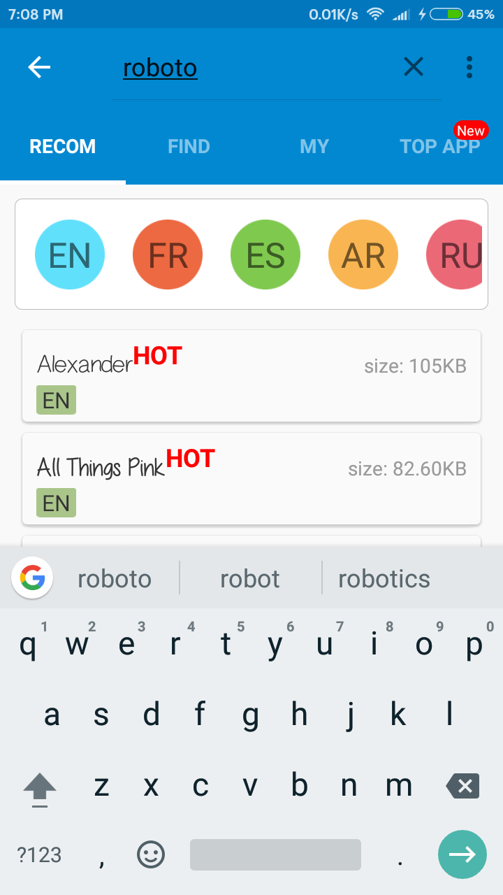 change fonts on Android