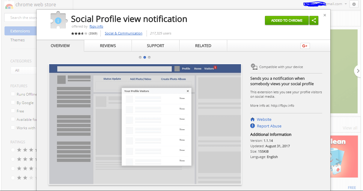 facebook profile view notification chrome extension