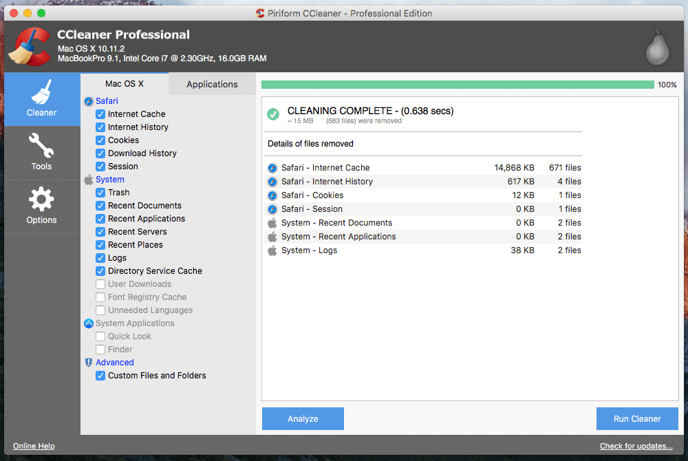 is there any version of a mac cleaner that cleans your comp for free, not just scans