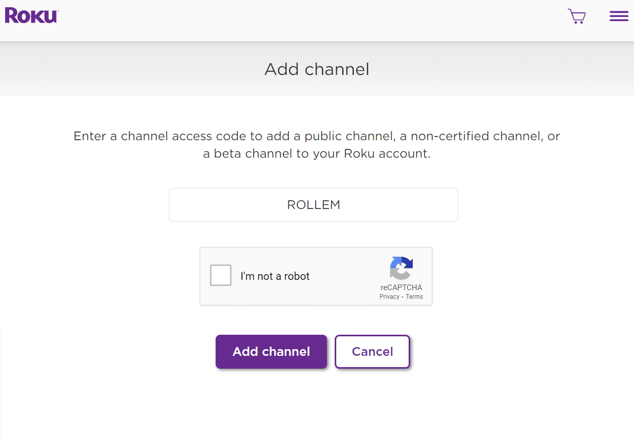 roku private channel codes