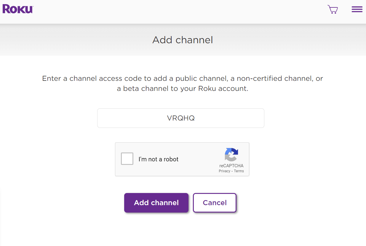 roku private channel codes